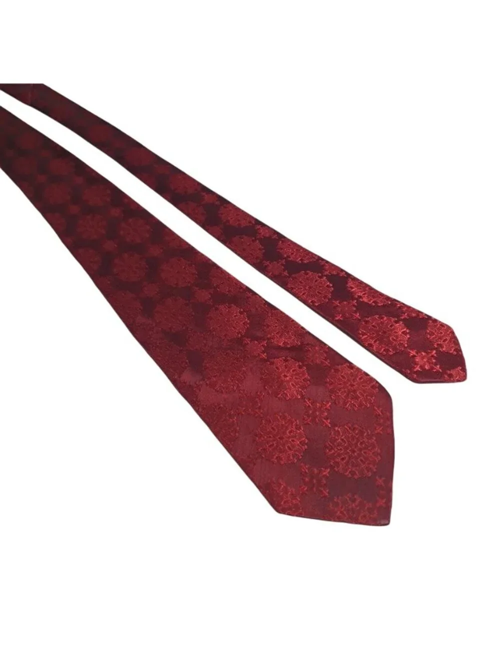 Vintage Red Patterned Silk Necktie Made In Italy Classic Formal Wear Accessory